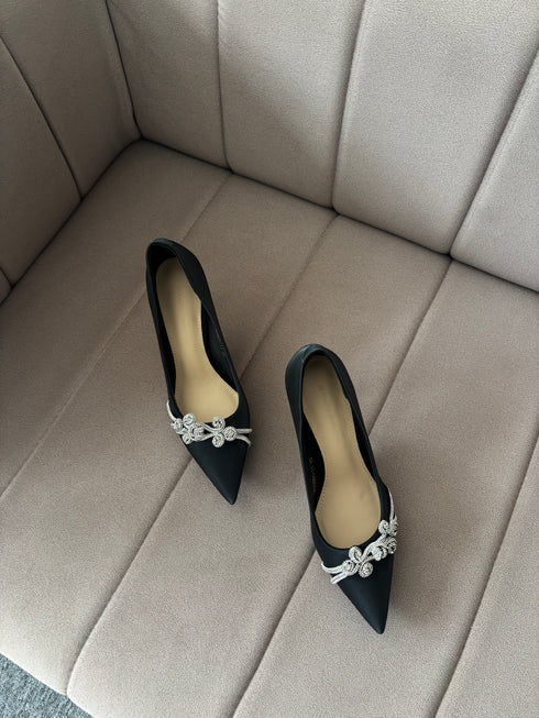 Rhinestone Embedded Pointy Toe Formal Stilettos Pumps